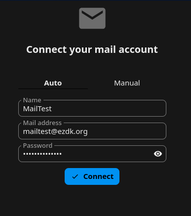 Connect your mail account screen